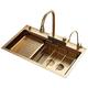 Single Bowl Kitchen Sink Golden Sink Flying Rain Waterfall Sink 304 Stainless Steel Sink Household Sink Drainage Set Kitchen Sinks (Color : Gold A, Size : 75 * 45cm)