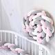 PTKG Baby Braided Cot Bumper, 100% Cotton Cushion Soft Knot Pillow Baby Crib Bumper Knotted Anti-collision Head Guard Bumper Crib Cradle Braid Pillows Cushion for Room Decor,A04,4m