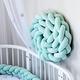 PTKG Baby Braided Cot Bumper, 100% Cotton Cushion Soft Knot Pillow Baby Crib Bumper Knotted Anti-collision Head Guard Bumper Crib Cradle Braid Pillows Cushion for Room Decor,A09,4m