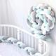 PTKG Baby Braided Cot Bumper, 100% Cotton Cushion Soft Knot Pillow Baby Crib Bumper Knotted Anti-collision Head Guard Bumper Crib Cradle Braid Pillows Cushion for Room Decor,A15,5m