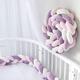 PTKG Baby Braided Cot Bumper, 100% Cotton Cushion Soft Knot Pillow Baby Crib Bumper Knotted Anti-collision Head Guard Bumper Crib Cradle Braid Pillows Cushion for Room Decor,A08,4.5m