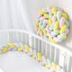 PTKG Baby Braided Cot Bumper, 100% Cotton Cushion Soft Knot Pillow Baby Crib Bumper Knotted Anti-collision Head Guard Bumper Crib Cradle Braid Pillows Cushion for Room Decor,A07,3.5m