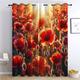 Blackout Curtains for Living Room Sunset Red Flower Sea Blackout Eyelet Curtains Bedroom Window Thermal Insulated Curtain, for Kids Preteen Bedroom/Nursery, W66 x L72 Inch, 2 Panel