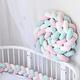 PTKG Baby Braided Cot Bumper, 100% Cotton Cushion Soft Knot Pillow Baby Crib Bumper Knotted Anti-collision Head Guard Bumper Crib Cradle Braid Pillows Cushion for Room Decor,A01,4m