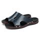 Hdbcbdj Slippers For Men Genuine Leather Slippers Men Big Casual Shoes Summer Breathable Outdoor Mens Slides Comfortable Beach Sandals (Color : Blue, Size : 11)