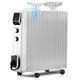 Oil Filled Radiator, Mobile Electric Heater, 17 Fin, Ultra-quiet Fan Heater, Thermostat/Overheat Protection, White, 2500W
