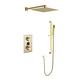 YAGFYg Shower System Wall Mounted Square Rainfall Shower Head Concealed Shower Mixer Digital Temp Display Shower Mixer Set Bathroom, Gold,B-Bifunctional