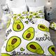 FANSU Bedding Duvet Cover Sets Green Avocado Print, Complete Set Duvet Cover Pillowcase, Polyester Microfiber Zip Easy Care Single Double King Size Bed (go to bed,260x220cm(3pcs))