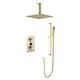 YAGFYg Shower System Wall Mounted Digital Temp Display Concealed Shower Mixer Square Rainfall Shower Head Shower Mixer Set Bathroom, Gold,B-Bifunctional