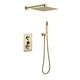 YAGFYg Shower System Wall Mounted Square Rainfall Shower Head Concealed Shower Mixer Digital Temp Display Shower Mixer Set Bathroom, Gold,A-Bifunctional