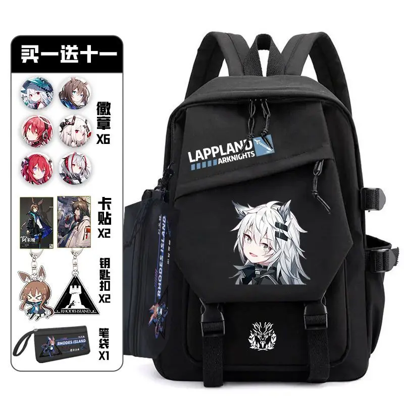 Arknights Rucksack mit Schmerzpack, Abzeichen-Set, Anime-Tasche, Teenager, Schultasche, Studenten, Buch, Reisetasche, Mädchen, Jungen, Cosplay Image