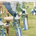Housses de chaise en tissu mousseline ruban de chaise banc fleurs de banc décorations de chaise