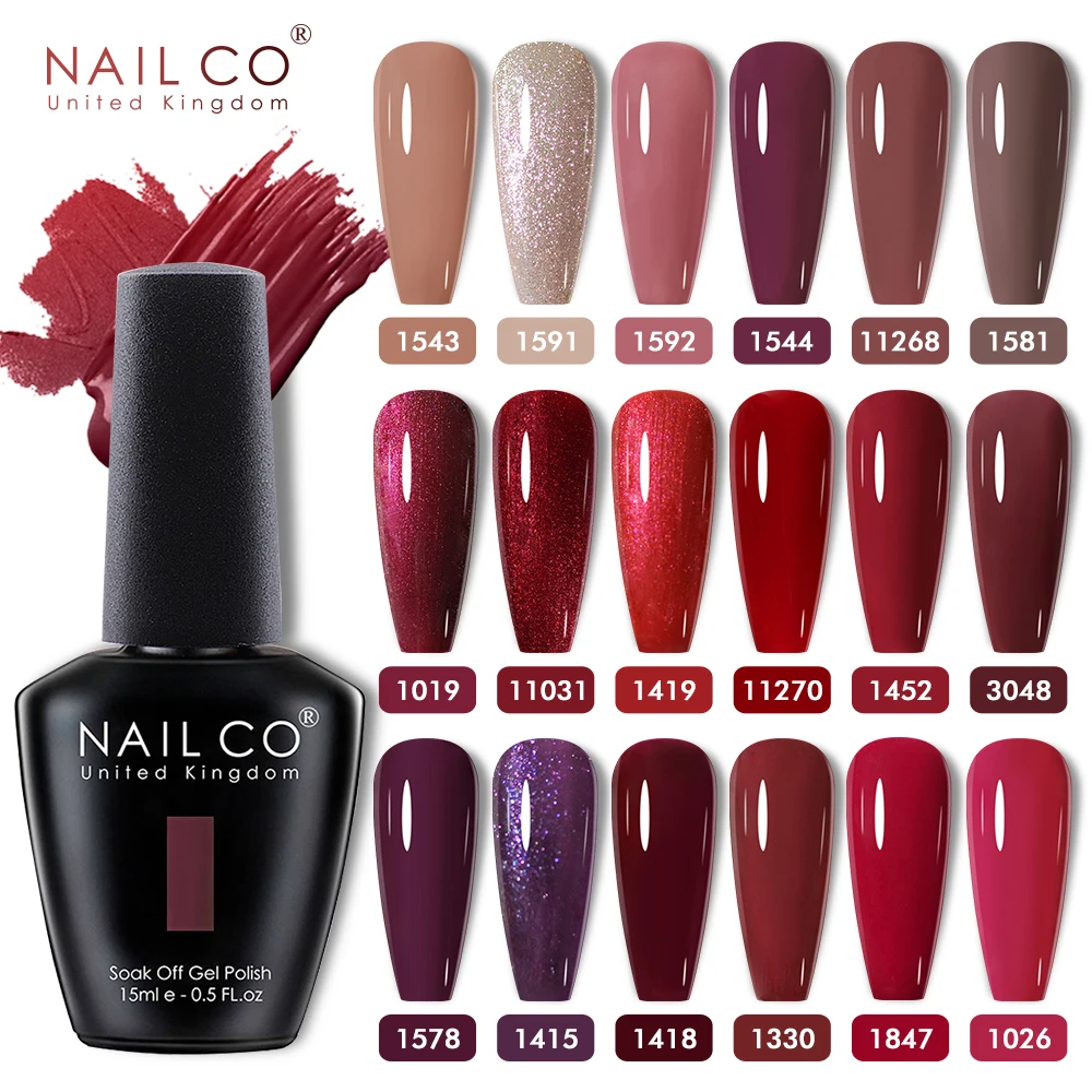 NAILCO 15 ml Kaffee Rot Braun Farbe Gel Nagellack Semi-permanent UV Gel Nagellack Schokolade Nail art Hybrid Nägel Lack Maniküre Image