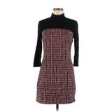 Venus Casual Dress - Sweater Dress Turtleneck 3/4 Sleeve: Black Houndstooth Dresses - Women's Size 8