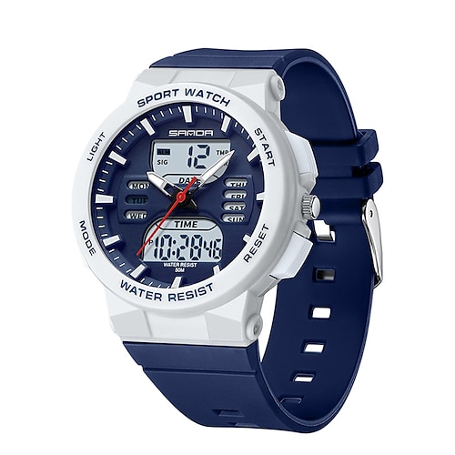 Montre Digitale SANDA pour Hommes Mode Casual Affaires Montre-bracelet Lumineuse Chronomètre Compte à Rebours Calendrier Montre TPU