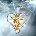 14KRGP Kreuz Jesus Weiß & Gold Herz Anhänger Damen Schmuck Anhänger Halskette Silberkette