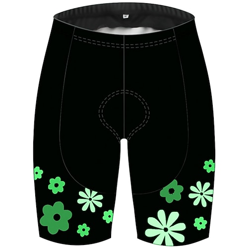 Damen Einfarbig Gemustert Blumenmuster Radsport-Radhose: Fahrradhose Fahrradshorts Fahhrad Shorts Hosen Mountainbike MTB Straßenradsport Sport 3D-Polster Schnelltrocknend UV-beständig tragbar Schwarz Image