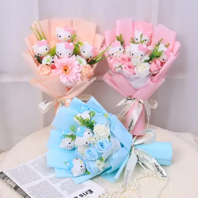 Cartoon Hello Kitty Plush Bouquet Plush Doll Toy Kids Toys Stuffedn Animals Christmas Valentine