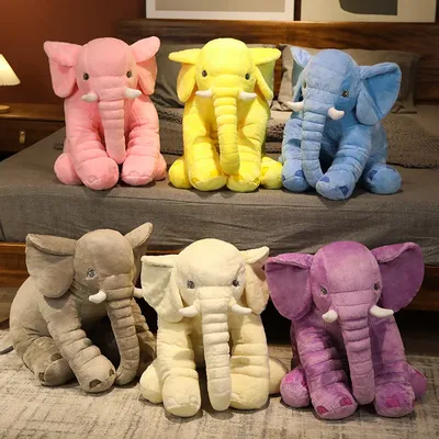 40cm 60cm 80cm Kawaii Plush Elephant Doll Toy Kids Play Back Cushion Cute Stuffed Elephant Child
