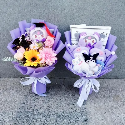 Christmas Gifts Sanrio Plush Flowers Bouquet Kuromi Plushie Soft Doll Animals Valentine's Day
