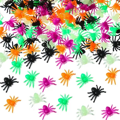 50/100 Pce Halloween Small Multicolor Spiders Haunted House Halloween Spider Web Cobwebs Decoration