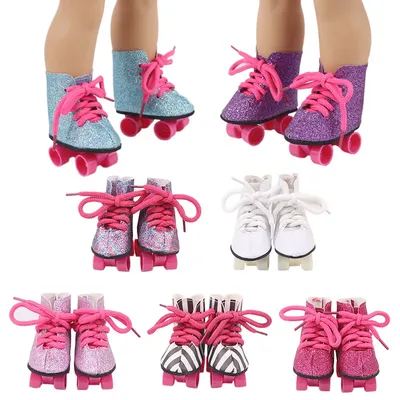 Doll Roller Skate Sequin Shoes Doll Ice Skates Fit 18 Inch American&43 Cm Baby New Born Doll