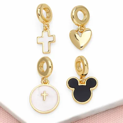 OCESRIO Trendy Enamel Cross Pendant for Necklaces Copper Gold Plated Polish Heart Jewelry Making