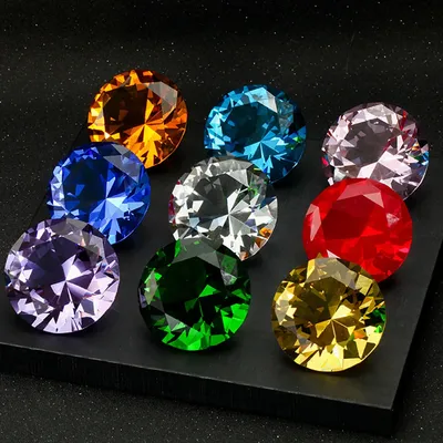 10 Colors Crystal Diamond Shaped Paperweight Decorative Cut Glass Giant Gemstone Wedding Christmas