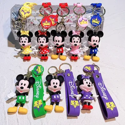 Christmas Gifts Disney Anime Mickey Keychain Cartoon Stitch Cute Minnie Keyring Student Bag Hanging