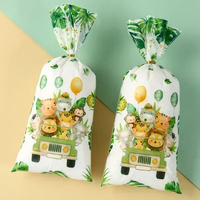 Jungle Animals Party Candy Gift Bags Biscuit Packing Bag Dinosaur Safari Gift Bag for Guest Kids