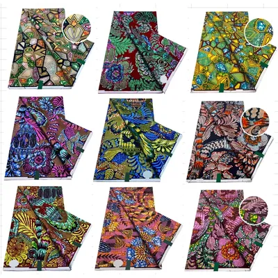 New Grand Golden African Wax Glitter Glam Fabric Ankara Batik Material Good Quality Pagne 6 Yards