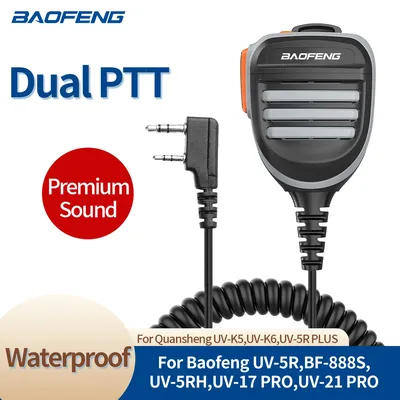 Baofeng Walkie Talkie Speaker Microphone Dual PTT Mic For UV-5R BF-888S UV 13 21 17 Pro UV-5RH
