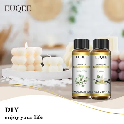 EUQEE 10ML Natural Essential Oils Eucalyptus Spearmint Vanilla Lavender Lemon Oregano Oil For Humidifier DIY Soap,Candle Making
