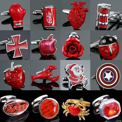 New mahogany Santa Claus crayfish boxing gloves cross Apple Cufflinks men's Wedding Shirt Red Badge Pin gifts wholesale & retail