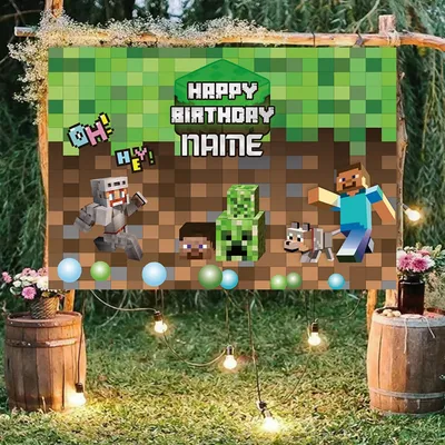 Game Theme Name Customize Happy Birthday Backdrop Kids Boy For Photography Background Supplies