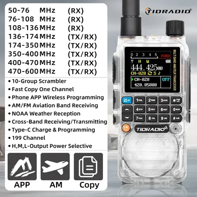TIDRADIO H3 Walkie Talkie Air Band Long Range Two Way Radio Phone APP Wireless Programming Ham GMRS