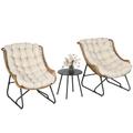 Ensemble bistrot de jardin 3 pcs 2 chaises table basse coussins beige