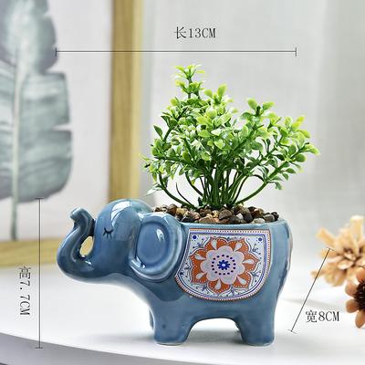 Cute Elephant Succulent Planter (Pot Not Included Drainage Tray) Ceramic Cactus Flower Container Animal Bonsai Holder For Indoor Plants
