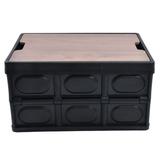 Stackable Folding Crates Plastic Tote Storage Box Container Collapsible Organize Bin 55L + Lid