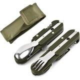 5-in-1 stainless steel folding tableware outdoor camping tools multifunctional camping tableware multifunctional folding tableware used for picnics and adventures