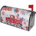 4th of July Patriotic Mailbox Cover American Flag Star Truck Floral Mailbox Cover Magnetic Standard Size 21 x 18 in Independence Day Decorative Post Box Cover Wraps Garden Yard Home Decor for Outdoor