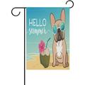 GZHJMY Summer Beach French Bulldog Puppy Garden Flag 12 x 18 Inch Vertical Double Sided Welcome Yard Garden Flag Seasonal Holiday Outdoor Decorative Flag for Patio Lawn Home Decoration Gift