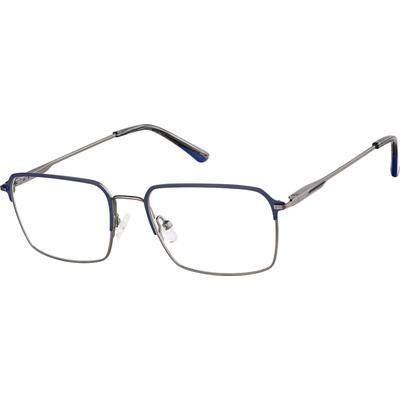 Zenni Men's Browline Prescription Glasses Blue Stainless Steel Full Rim Frame