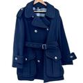 Burberry Jackets & Coats | Burberry Brit Navy Blue Wool Blend Double Breasted Pea Coat Women Oversized 4 | Color: Blue | Size: Xl