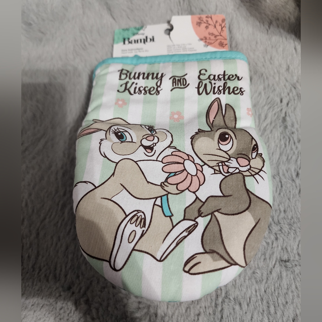 Disney Kitchen | Disney Bambi Kitchen Oven Mitts- Thumper Bunny Kisses & Easter Wishes - Set Of 2 | Color: Blue/Pink | Size: Os