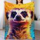 Meerkat Throw Blanket || Ultra Soft Plush Thick Cosy Fuzzy Fluffy Machine Washable Flannel Blanket for All Season Use Bedroom Couch & Home（140×180cm）