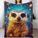 Meerkat Fleece Blanket Throw, Machine Washable Flannel Plush Throw Blanket for Bed Couch Sofa Chair, Super Soft Fuzzy Cozy Printed Blanket for Kids Boys Girls,（140×180cm）