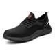ottspu Steel Toe Shoes for Men Women Work Sneakers Lightweight Comfortable Safety Toe Slip on Puncture Proof Footwear Indestructible Shoe,Black,6.5 UK