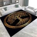 Area Rugs Tree Of Life Golden Rug Home Modern Carpet, 120x170cm Carpet Non-slip Carpets Rectangle Rug for Living Room, Bedroom, Office and Indoor Decoration