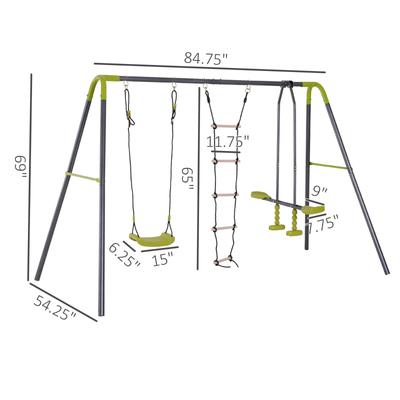 3 in 1 Metal Swing Set Climbing Ladder, Heavy Duty Metal Frame